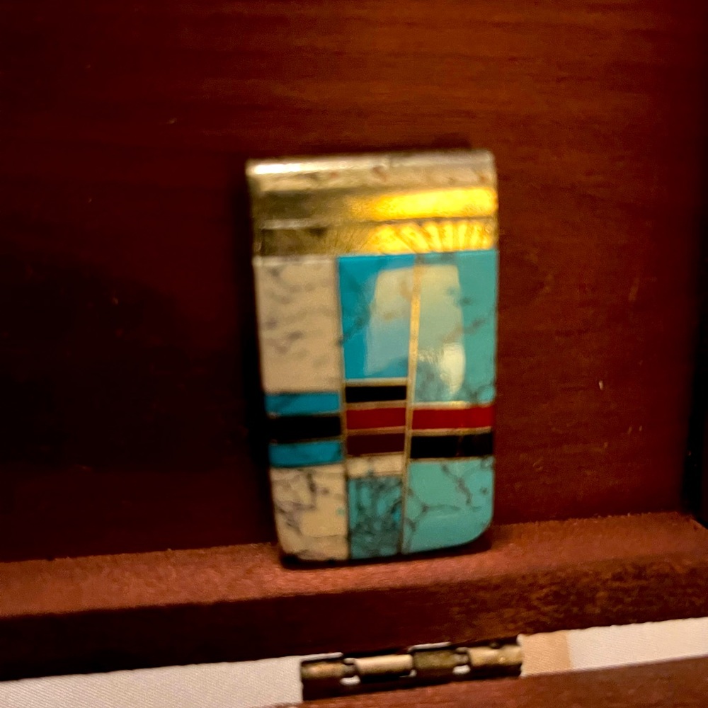 Vintage turquoise money clip and pin